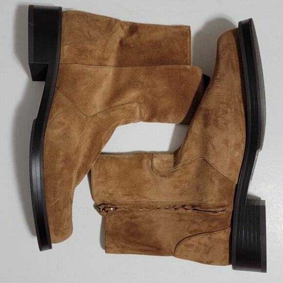 NEW Stuart Weitzman 5050 Bold Zip Boots Womens 9.5 Brown Suede Contemporary - Picture 3 of 9